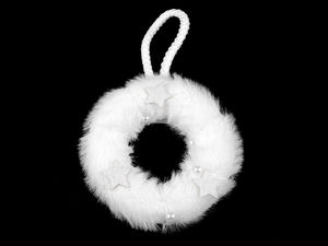Mini-Kunstfell-Hängekranz (11 cm) – Eleganter Deko-Kranz für Winter & Feiertage