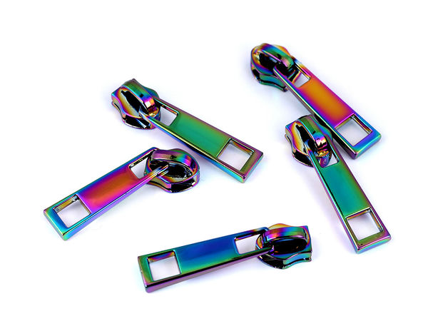 Premium-Reißverschlussschieber aus Metall Nr. 6 für Nylon- und Spiralreißverschlüsse - holografisches Multicolor-Finish (ohne Feststeller)