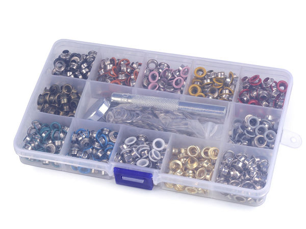 Premium Ösen-Werkzeugset mit 600 bunten Ösen (Innen-Ø 5 mm) – Inklusive Locheisen und Aufbewahrungsbox