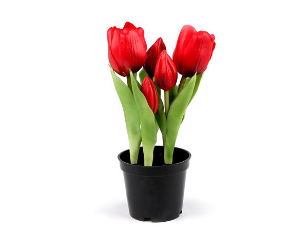 Hochwertige künstliche Tulpen im stabilen Blumentopf (21 cm) - Naturgetreues Kunstgesteck für die Heim- und Bürodekoration