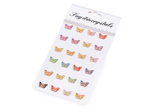 Selbstklebende Kristall-Schmetterling-Strassstreifen für Bastelarbeiten, DIY-Deko und Scrapbooking (Bunte Mischung, 24 Stück)