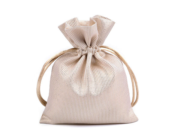 Elegantes, schimmerndes Satin-Geschenksäckchen mit Metallic-Lurex & Kordelzug, 10x13 cm