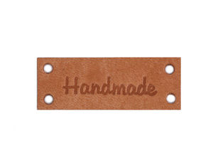 Leder-Label / Lederetikett "Handmade" , "With love" 16x44 mm