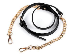Verstellbarer Schulterriemen aus Kunstleder mit eleganter Kette und Karabinerverschlüssen (1,5 cm Breite)