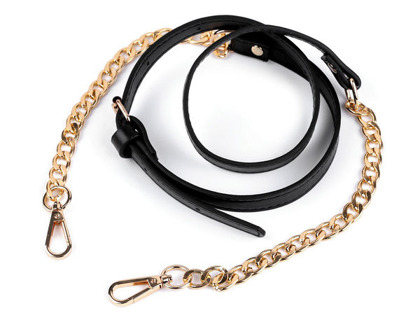 Verstellbarer Schulterriemen aus Kunstleder mit eleganter Kette und Karabinerverschlüssen (1,5 cm Breite)