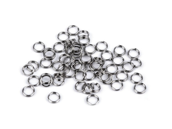 Edelstahl-Spaltringe - 4 mm Doppelösen-Verbindungsringe in Platin-Optik (5-g-Packung)