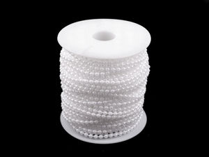 Schneeweiße Perlengirlande (Ø 3 mm) – Premium-Zierband für Hochzeiten, Festtage & Floristik