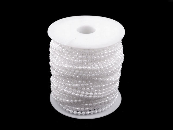 Schneeweiße Perlengirlande (Ø 3 mm) – Premium-Zierband für Hochzeiten, Festtage & Floristik