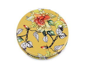 Eleganter floraler Kompakt-Taschenspiegel - Beidseitiger Reise-Schminkspiegel aus Kunstleder mit normaler und vergrößernder Doppelansicht