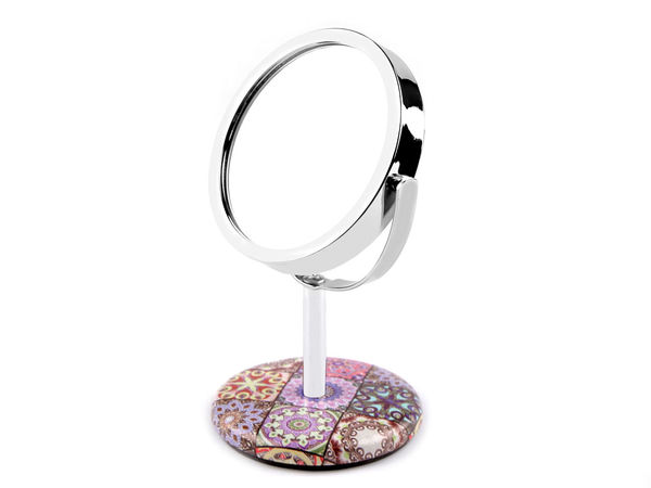Mandala Kosmetik-Tischspiegel mit Strasssteinen und verstellbarem Kunstleder-Ständer