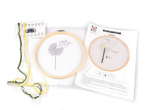 ` tags with no extra text outside the tags.


NAME: DIY-Stickset Blumenmotiv auf transparentem Tüll mit Bambus-Stickrahmen – Vorgedrucktes botanisches Design, Mouliné-Stickgarn & Nadel-Set