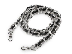 Eco-Leder-Taschenriemen mit Kette und Karabinerhaken, Breite 2 cm