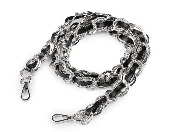 Eco-Leder-Taschenriemen mit Kette und Karabinerhaken, Breite 2 cm