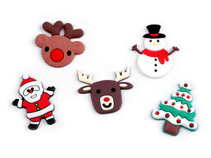 3D-Silikon-Weihnachtsschmuck & Deko-Elemente (Bunte Mischung) - Flexible Flatback-Applikationen für Bastelarbeiten, Kränze & Scrapbooking