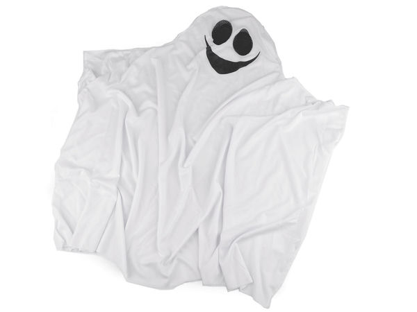 Premium-Gespensterkostüm in Weiß für Karneval, Halloween & Mottopartys - Klassisches Gruselkostüm mit Augenlöchern aus Netzstoff