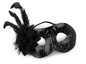 Elegante Glitzer-Augenmaske für Karneval mit Federn & Blume - Premium-Maskenballmaske für Partys & Festivals