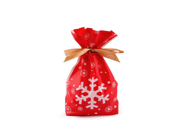 Festliche Weihnachtsbeutel mit Kordelzug und Satinband für Süßigkeiten und Geschenke, 12 x 17,5 cm