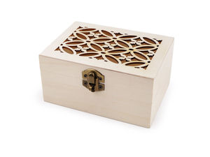 Premium DIY Holz-Erinnerungsbox mit geschnitztem Klappdeckel & Metallverschluss - Unbehandelte Bastelkiste zum Bemalen, für Serviettentechnik & Geschenkverpackungen