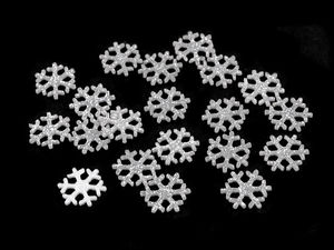Silberne Glitzer-Schneeflocken aus Filz - 15 mm Mini-Weihnachts-Bastelverzierungen