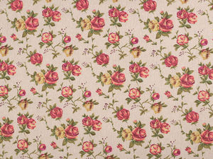 Premium Baumwoll-Canvas mit Rosenmuster - Grobe Leinenoptik für Deko- und Nähprojekte