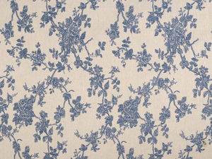 Premium Canvas-Stoff in Baumwoll-Leinen-Optik mit floralem Muster - Jute-Blau