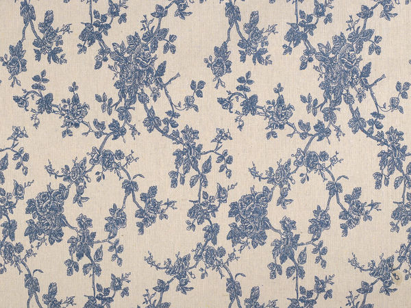Premium Canvas-Stoff in Baumwoll-Leinen-Optik mit floralem Muster - Jute-Blau