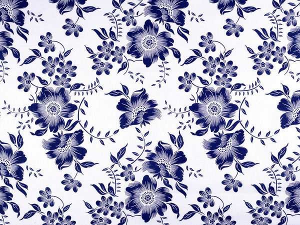 Baumwollstoff / Canvas Blaudruck Blumen