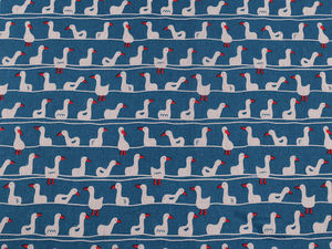 Dekostoff Meterware / Leinenimitat / Polycotton, Gänse