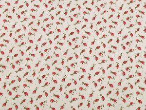 Premium-Baumwoll-Canvas-Stoff in cremigem Hellrosa mit zartem Blumenmuster