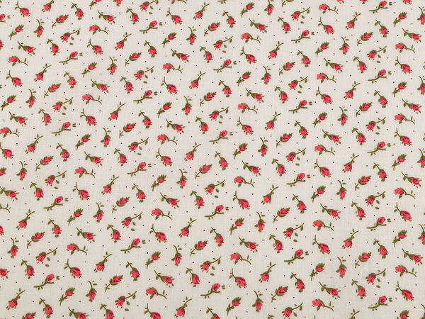 Premium-Baumwoll-Canvas-Stoff in cremigem Hellrosa mit zartem Blumenmuster