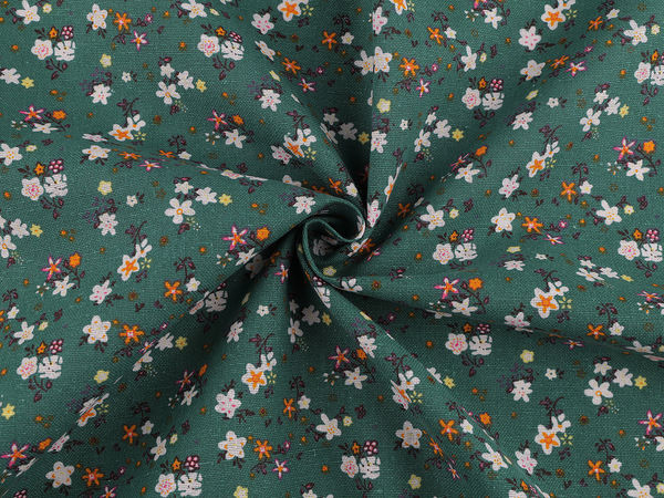 Baumwollstoff / Canvas mit feinerer Webart, kleine Blumen