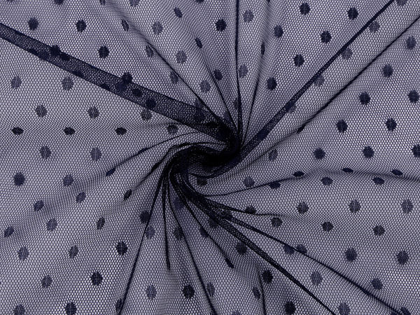 Premium weicher Stretch-Tüllstoff mit Punkten - Meterware