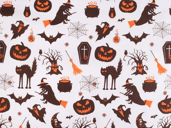 Premium Halloween Baumwoll-Canvas – Festlicher Druck für Wohndekoration und Nähprojekte