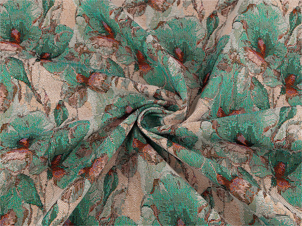 Premium Gobelin-Polsterstoff mit floralem Muster - Schwerer Jacquard-Bezugsstoff für Möbel und Dekoration