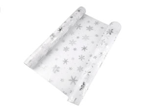 Weihnachts-Organza mit Schneeflocken, Breite 50 cm