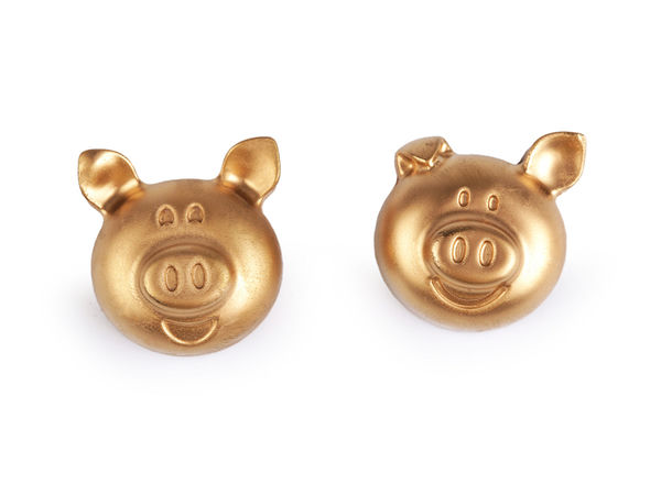 Miniatur-Glücksschweinchen in Gold - Dekorative Figur für Kränze, Geschenkboxen und festliche Bastelarbeiten