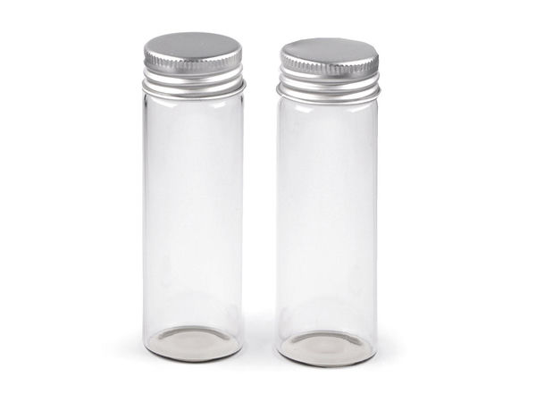 Transparentes Bastel-Glasfläschchen mit Metall-Schraubverschluss (50 ml, 30 x 90 mm) – Premium-Glas für Schmuckzubehör, DIY-Decoupage und Aufbewahrung