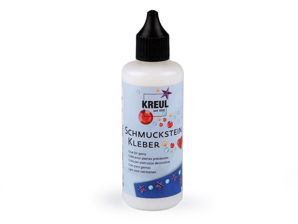Premium Straßstein- & Schmucksteinkleber - 80ml Textil- & Bastelkleber auf Wasserbasis (Kristallklar, Waschbar)
