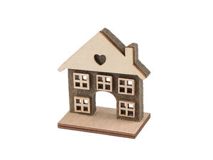 Bezauberndes Deko-Haus aus Holz und Filz - Premium-Aufsteller für Tisch- und Kamindekoration