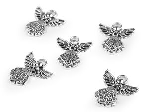 Filigraner Engelsanhänger in Platin - 23x25 mm Metall-Charm für Kleidung & Accessoires