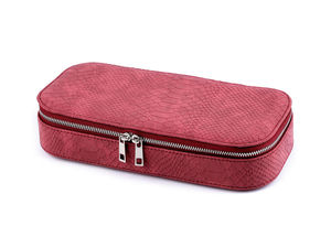 Premium Reise-Schmuckschatulle aus Kunstleder in Schlangenoptik mit Spiegel und Reißverschluss - Kompakter, tragbarer Schmuck-Organizer (11x24x5 cm)