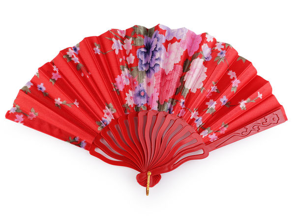 Stoff-Handfächer mit Blumenmuster