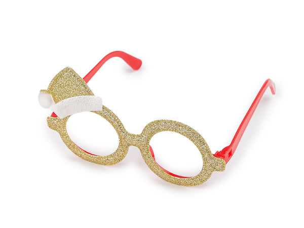 Glitzer-Weihnachtsbrille - Festliche Partybrille mit Weihnachtsmann- und Schneemann-Motiv