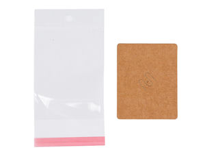 Papierkarte für Brosche mit Beutel und Eurolochung 6x7,5 cm