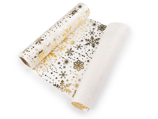 Weihnachtssamt für Tischläufer und Dekorationen - Schneeflocke, Breite 28 cm