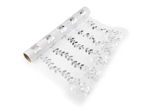 Elegante Weihnachts-Organzarolle mit Metallic-Stechpalmendruck (36 cm) - Hochwertiger Dekostoff für festliche Deko und Bastelprojekte