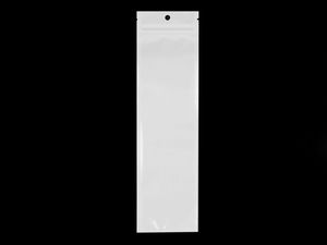 Premium wiederverschließbare Zipper-Displaybeutel 7x25 cm - Weiß mit Sichtfenster & Aufhängung