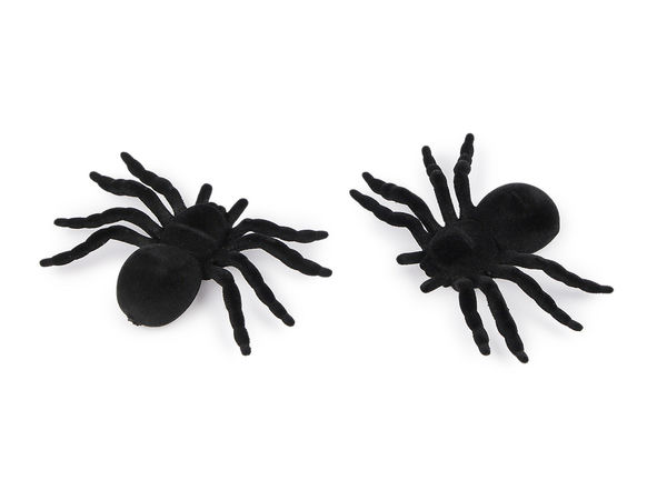 Premium samtflockierte 3D-Spinnen in Schwarz - Realistische Dekoration für Halloween & Gruselpartys (4er-Pack)