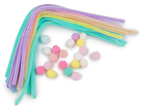 Chenilledraht und Pompons Kreativ-Bastelset - DIY Kunst- und Bastelset für Kinder und Erwachsene (40 Teile)