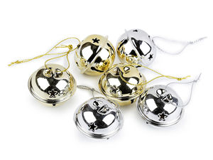 Premium-Metallglöckchen mit Lurex-Aufhängekordel (40 mm, farblich sortiert, im Set)